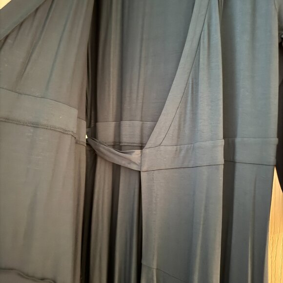 Lilly Pulitzer Blue Faux Wrap Midi Dress L | Long Sleeve Stretch Jersey - Picture 4 of 9